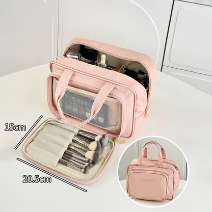 Sminkväska med borsthållare – Rymlig necessär med smart förvaring