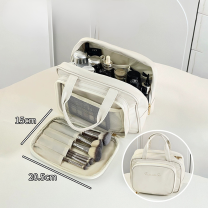 Sminkväska med borsthållare – Rymlig necessär med smart förvaring