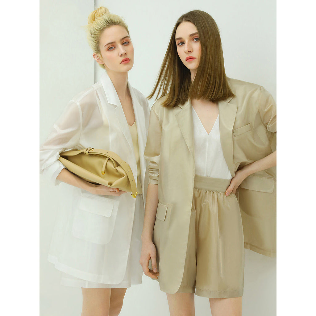 Soft High-Rise Beige Shorts-1