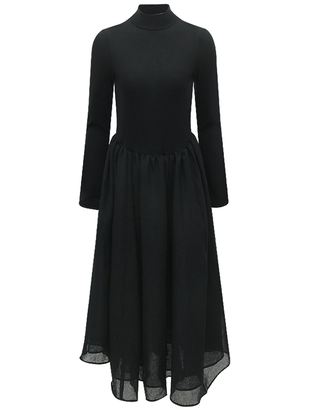 Solid Black Pleated Maxi Dress-3