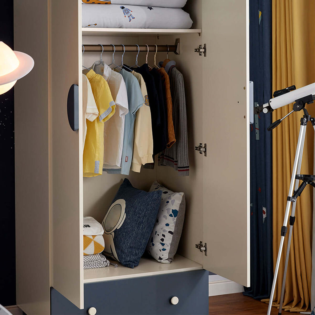 Space Boy Navy and White Wardrobe Rack-1