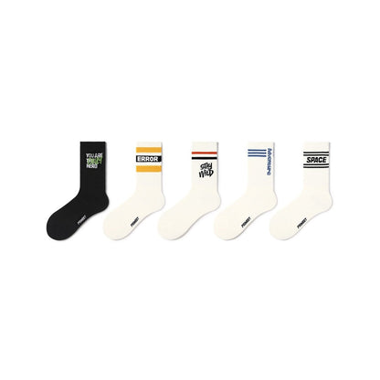 Stay Wild All-season Unisex 5pcs Crew Socks Set-0