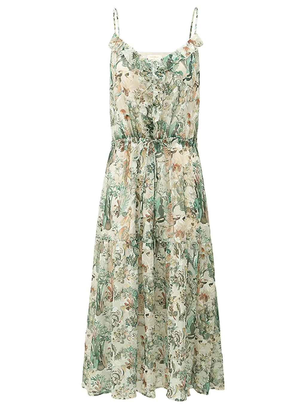 Strappy Floral Green Chiffon Maxi Dress-3
