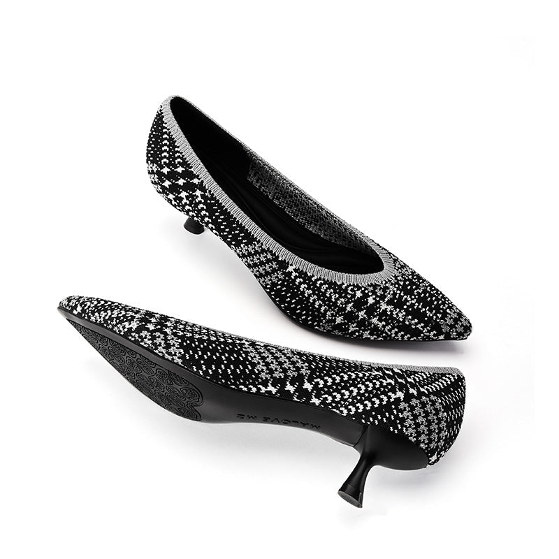 Stylish Pointed Toe Shallow Kitten Heel Work Pumps-3