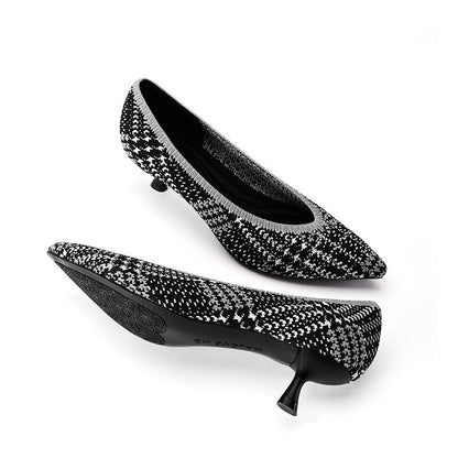 Stylish Pointed Toe Shallow Kitten Heel Work Pumps-3