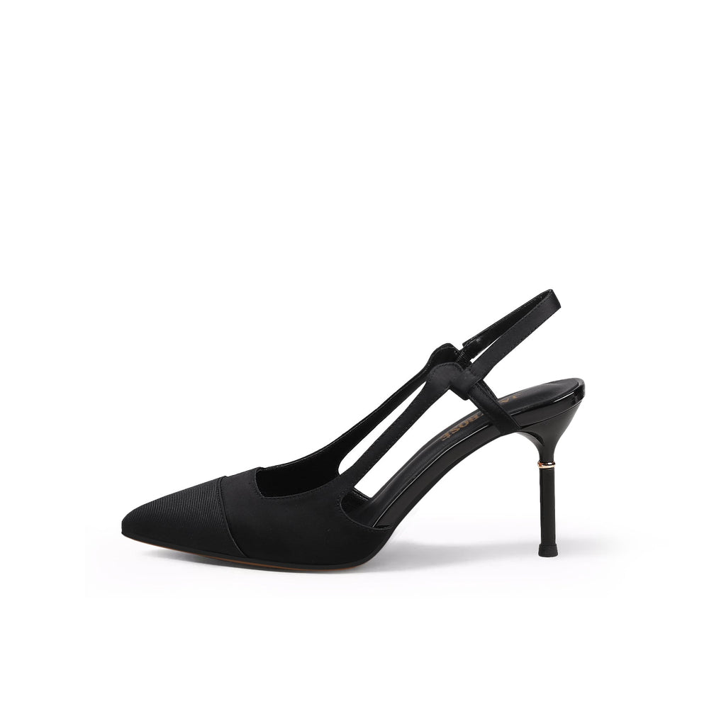 Suede Cap Classic Slingback Kitten Pumps-0