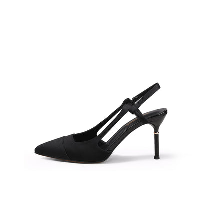 Suede Cap Classic Slingback Kitten Pumps-0
