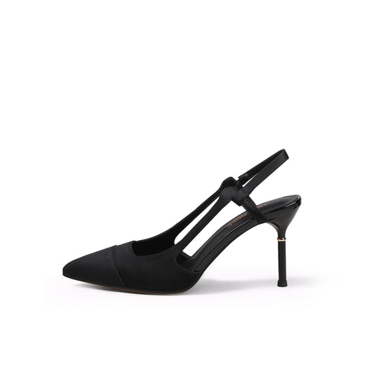 Suede Cap Classic Slingback Kitten Pumps-0