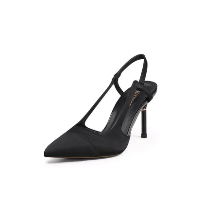 Suede Cap Classic Slingback Kitten Pumps-1