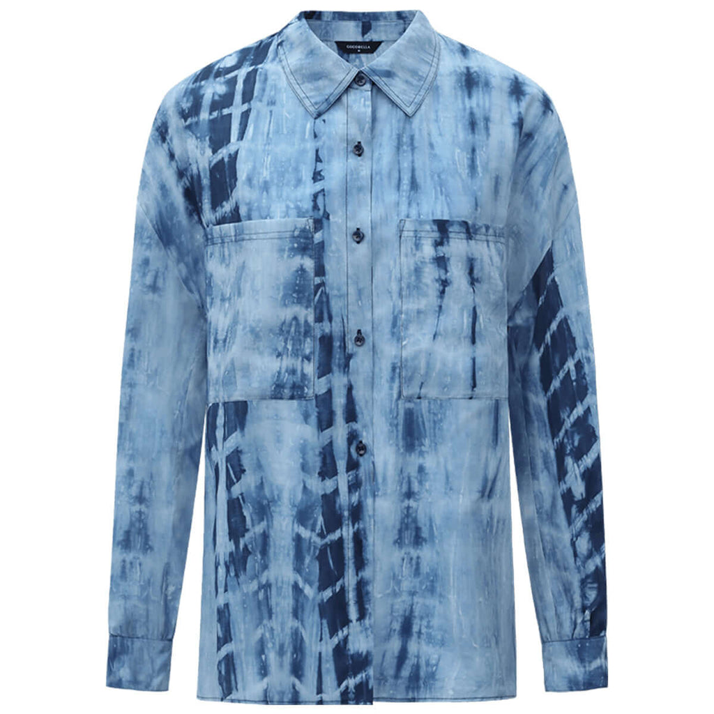 Summer Wave Tie-Dye Casual Blue Shirt-3