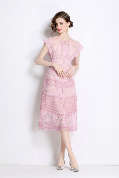 Sweet Floral Embroidered Tea Dress-1