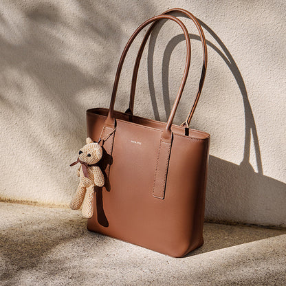 Teddy Bear Charm Brown Shoulder Tote Bag-1
