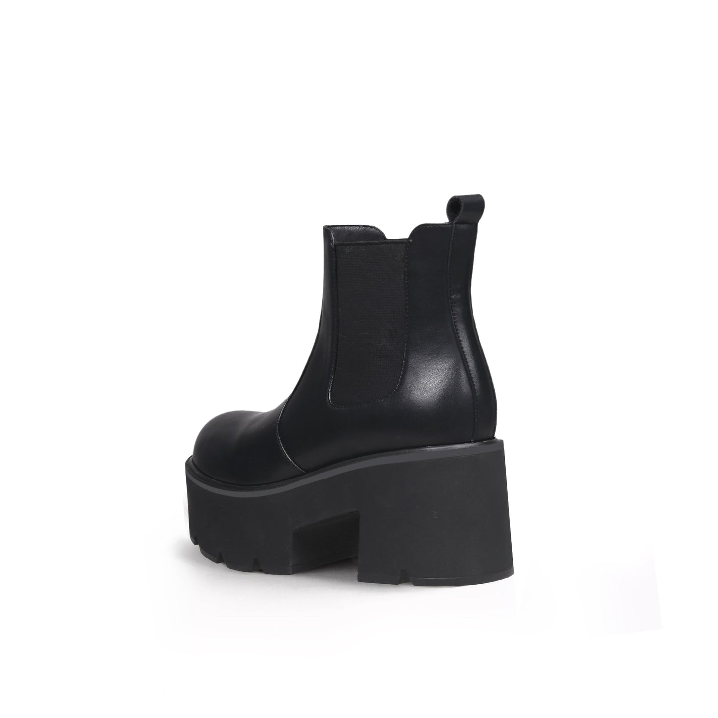 Thick Heel Paneled Black Platform Boots-2