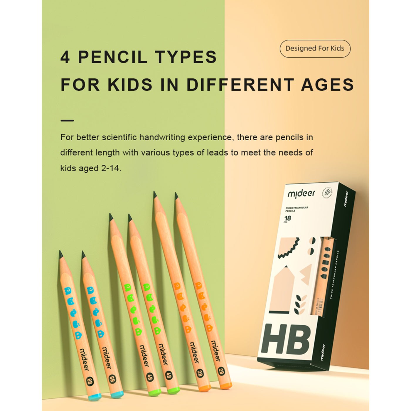 Thick Triangular Pencils - 2B 6pcs-3