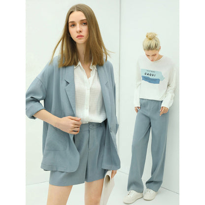 Tranquil Days Single Breasted Casual Blue Blazer-2