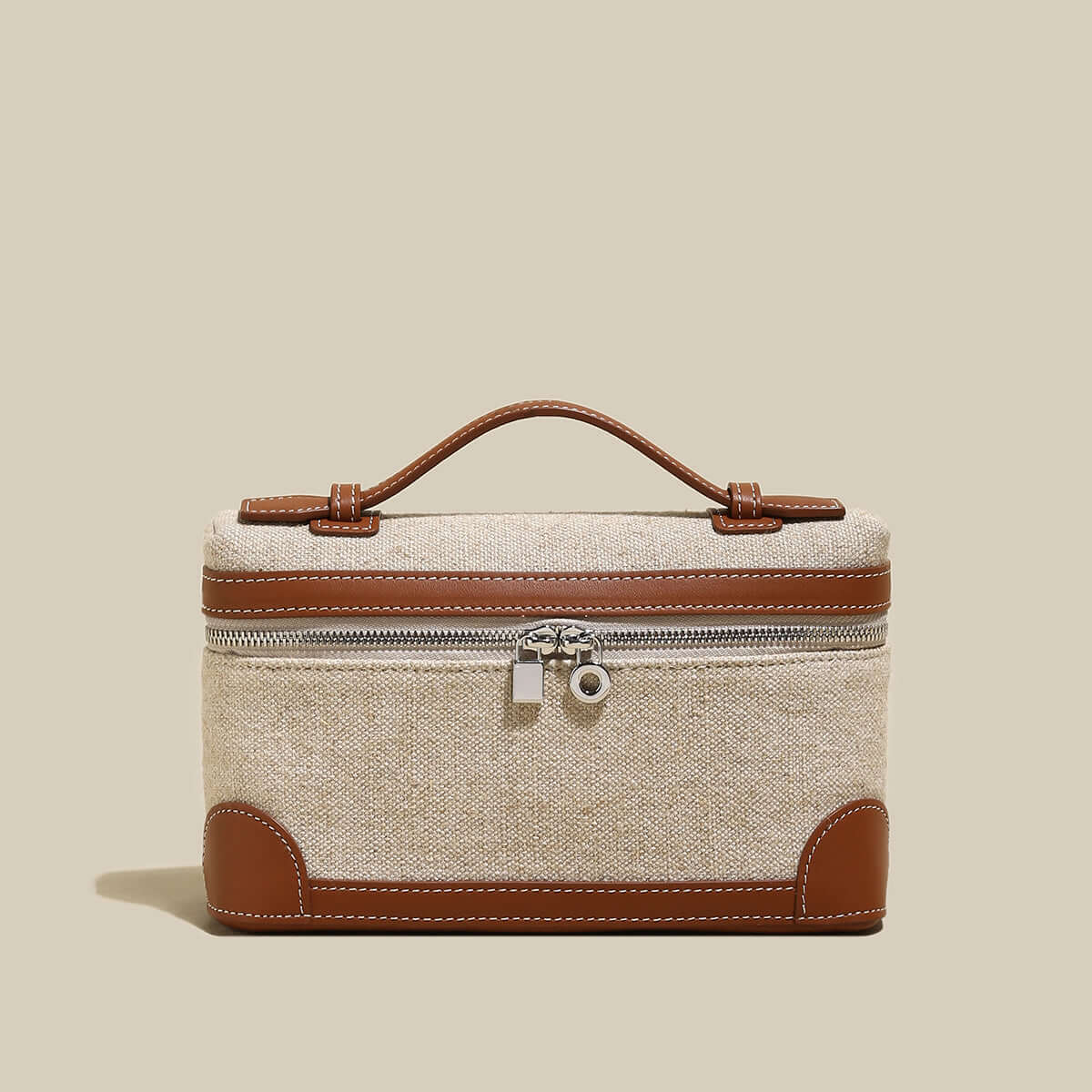 Traveler's Top-Handle Rectangle Box Mini Make Up Bag-2