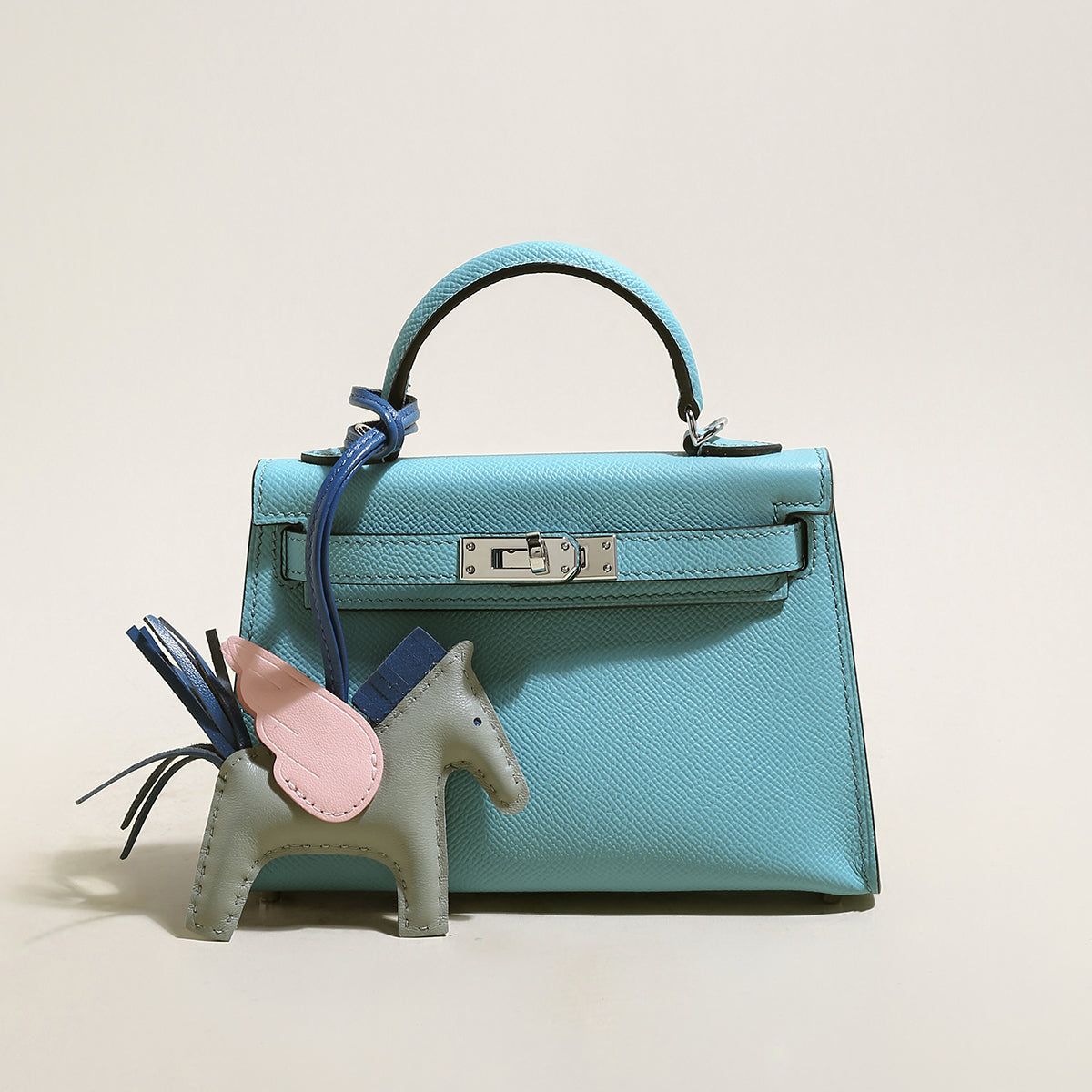 Trendy Petite Top Handle Bag with a Horse Charm-1