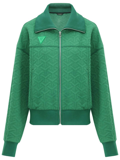 Turtleneck Zip-Through Green Windbreaker Jacket-3