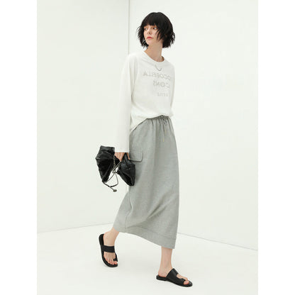 Ultimate Grey Drawstring Midi Skirt-0