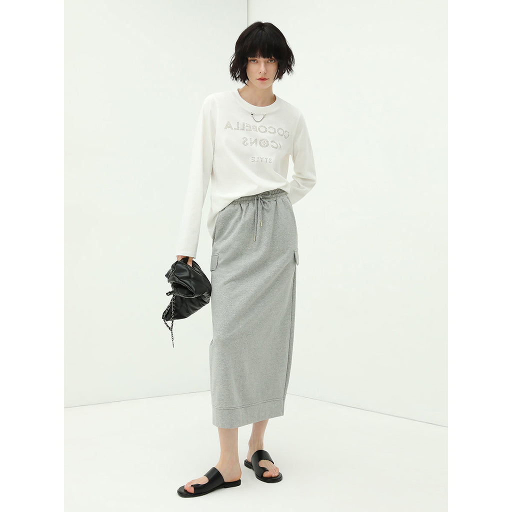 Ultimate Grey Drawstring Midi Skirt-1