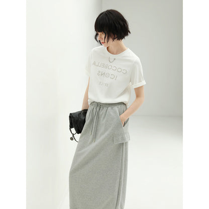 Ultimate Grey Drawstring Midi Skirt-2