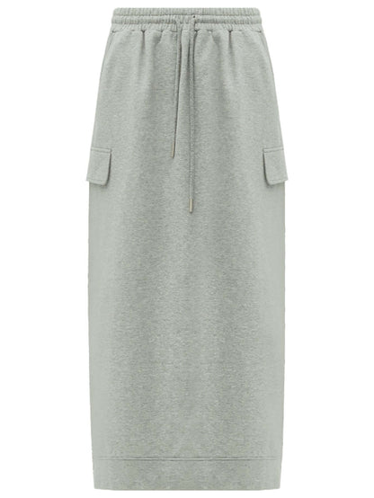 Ultimate Grey Drawstring Midi Skirt-3