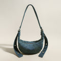 Understated Denim Croissant Mini Shoulder Bag-0