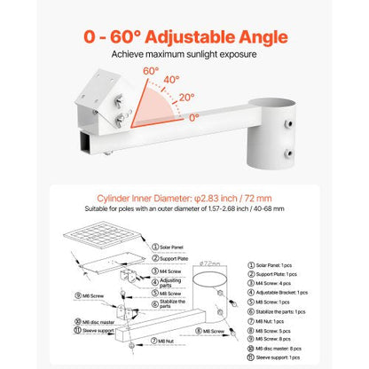 20W 12V solpanelsbatteriladdare, solcellsbatteriunderhållsladdare med inbyggd styrenhet och stolpfäste, IP65 vattentät för grind, staket, gård, gräsmatta (passar 40mm-68mm stolpar) |  EU