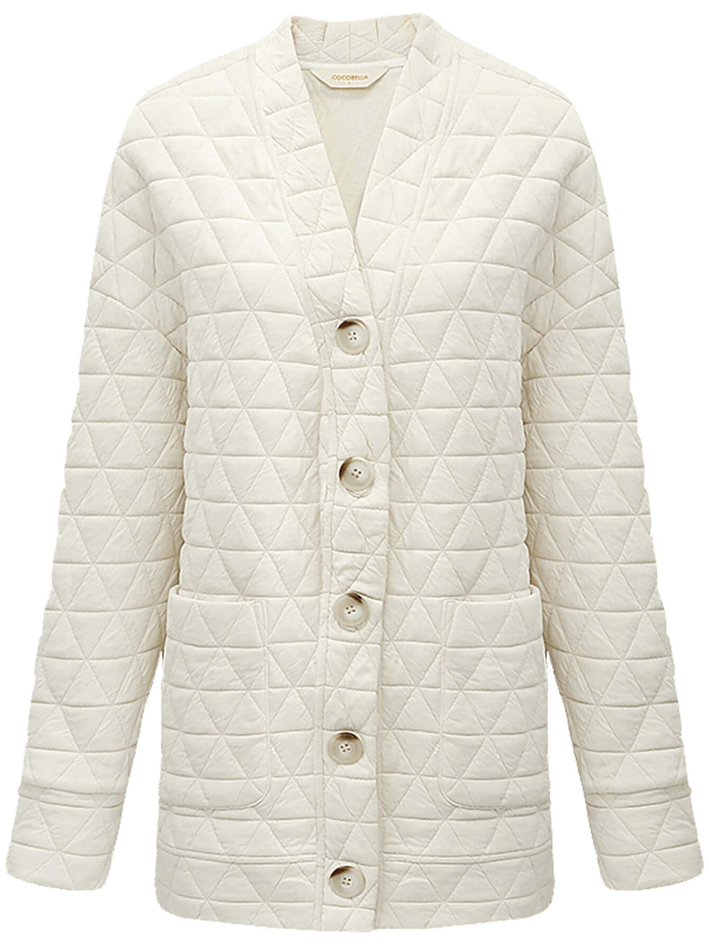 Velvety Collarless Oversized Quilted Coat-3