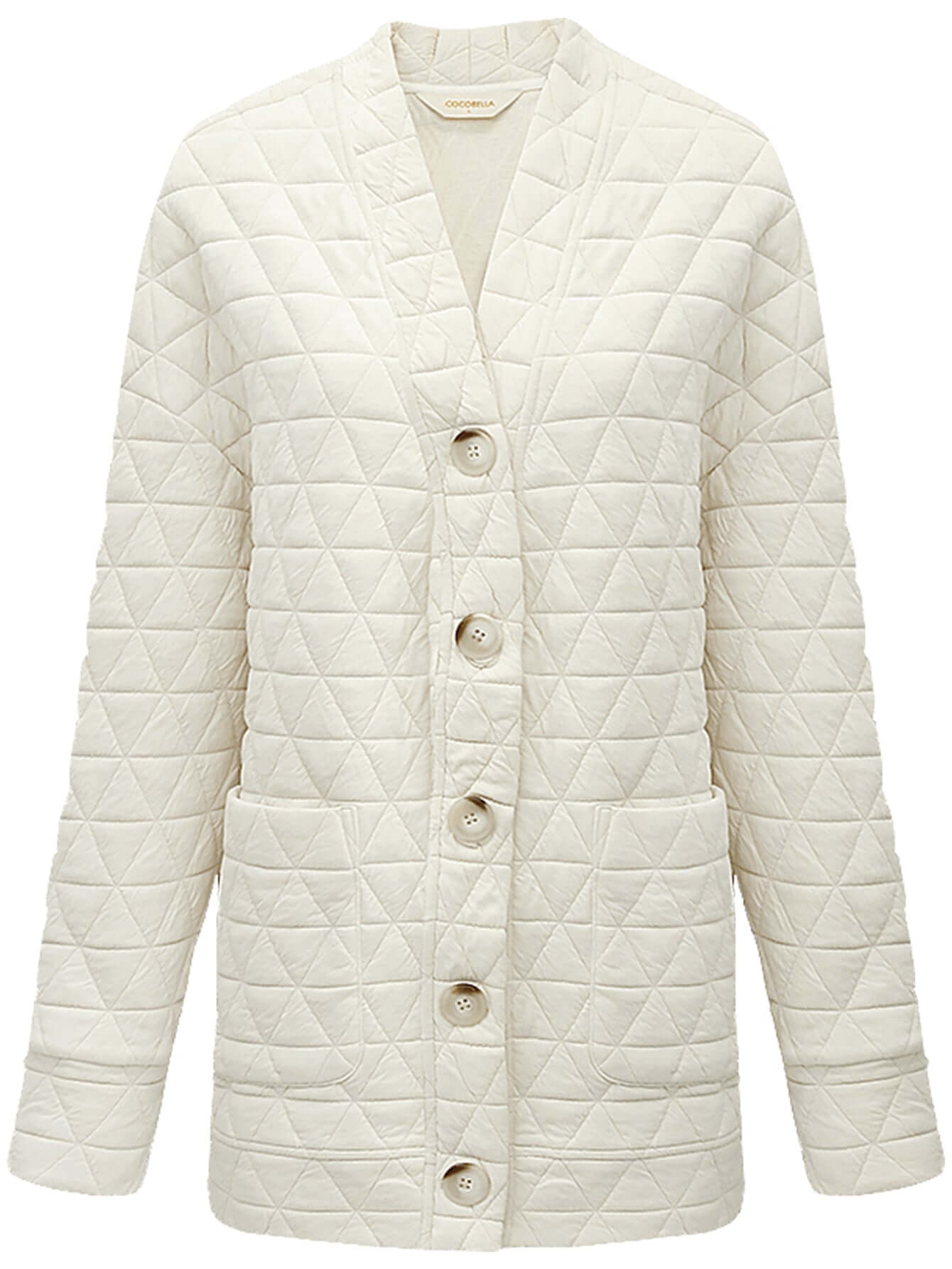 Velvety Collarless Oversized Quilted Coat-3