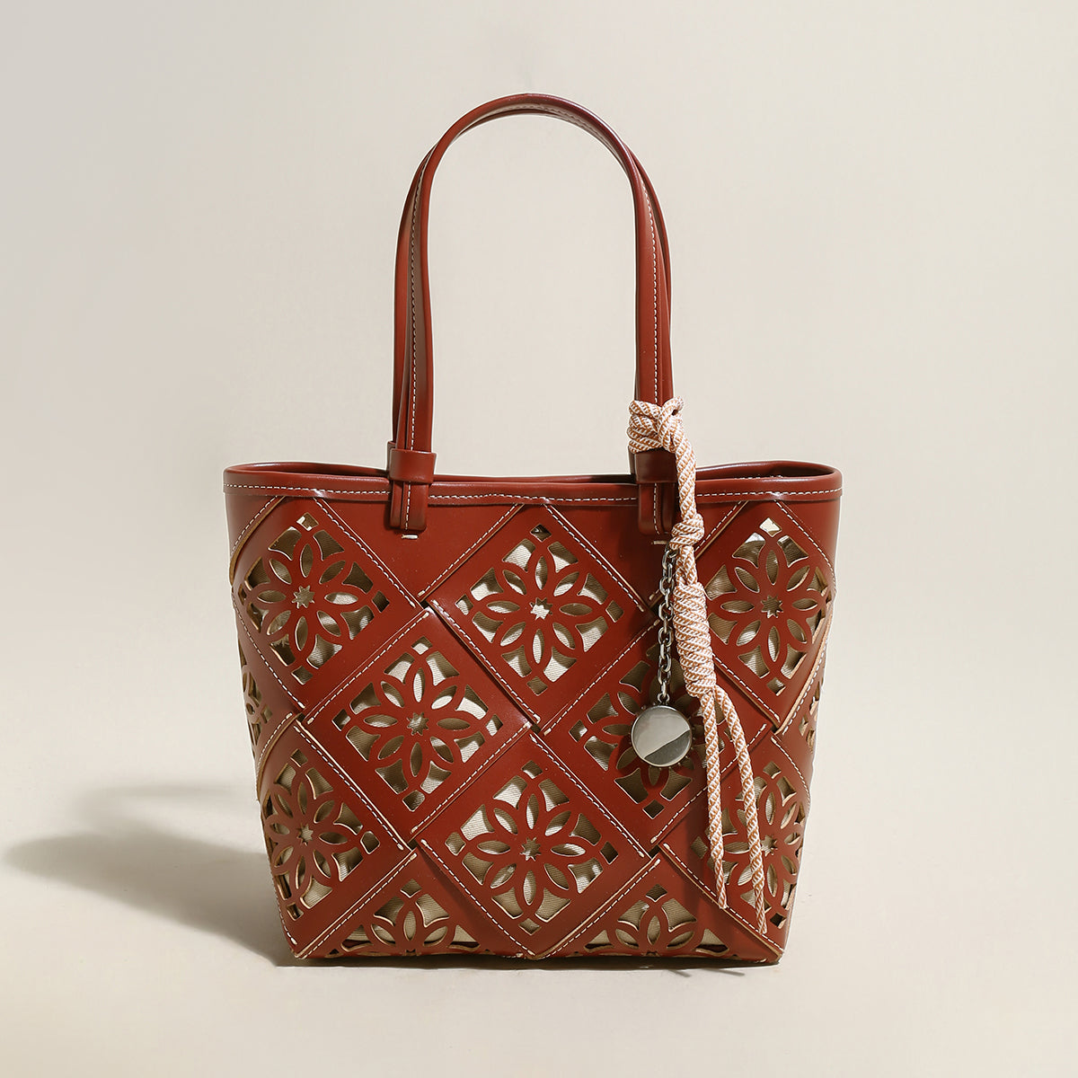 Venetian Perforated Leather Tote Bag-4