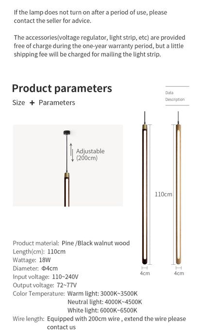 Vertical LED Solid Wood Bedside Sconce Light-4