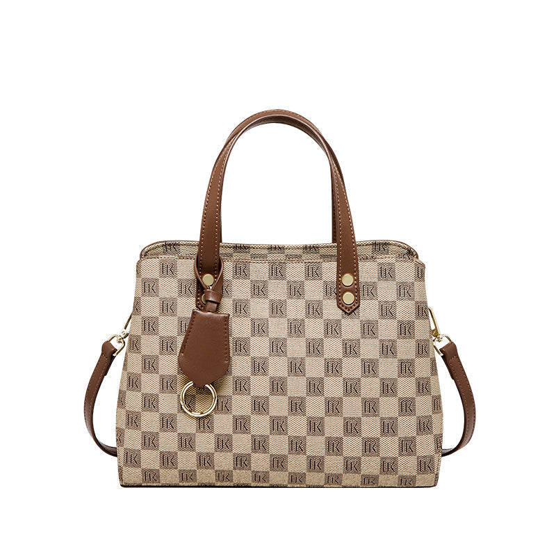 Vintage Checkered Large Capacity Shoulder Bag-0