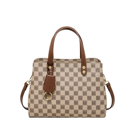 Vintage Checkered Large Capacity Shoulder Bag-0