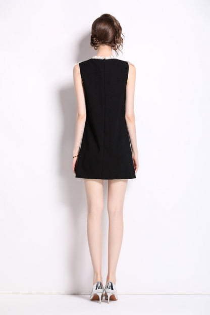 Vintage Lace Bib Collar Little Black Dress-3