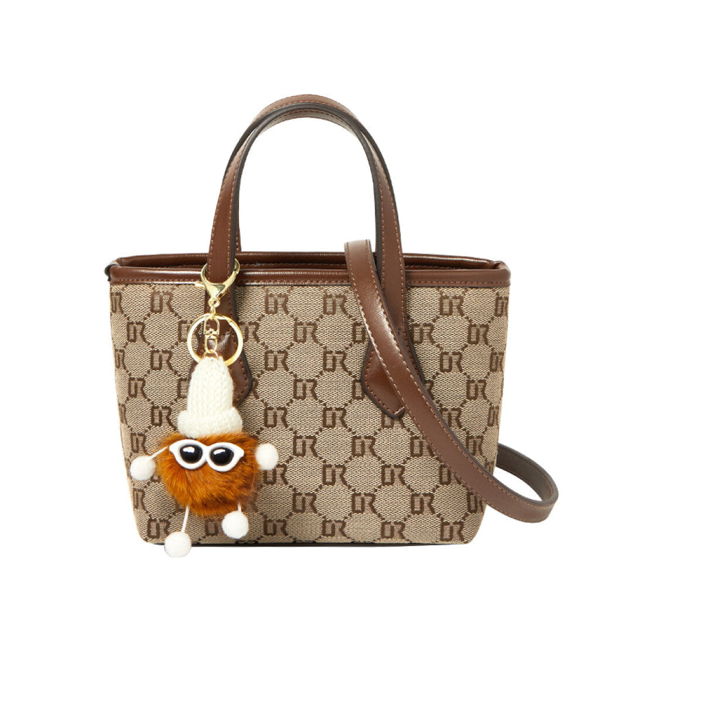 Vintage Patterned Khaki Top Handle Bag-0