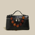 Vintage Vanity Shoulder Bag with Resin Bead Strap-0