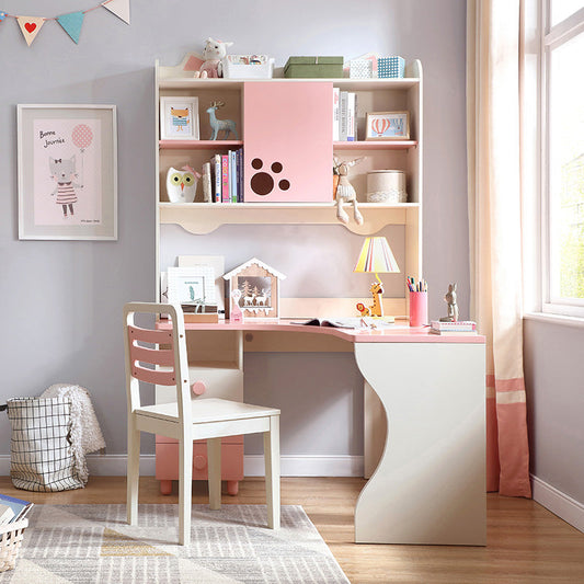 Whimsical Kitty Cat Tall Bookcase and Pink Study Table-0